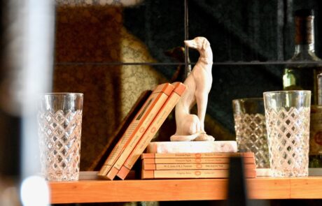 Bertie Blossoms dog sculpture